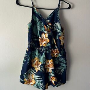 Floral Print Navy Romper